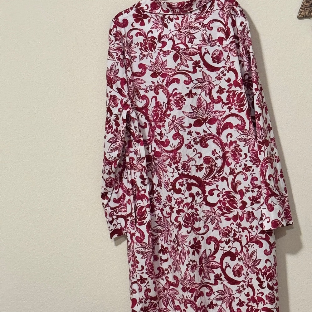 Chico's Pink and White Patterned Shirt Dress - Picture 4 of 6